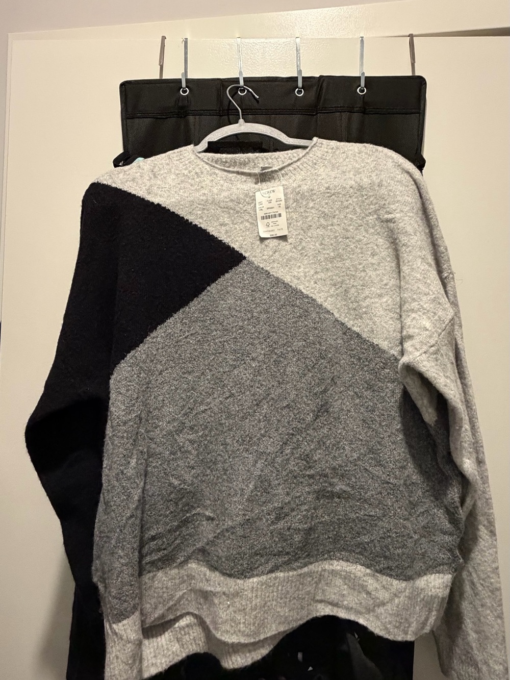 J. Crew Factory Women's Colorblock Crewneck Sweater - Black, Gray, Light Gray